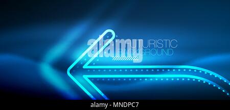 Techno neon glowing arrow background. Techno neon glowing arrow background. Vector modern hi-tech tehnology abstract template Stock Vector
