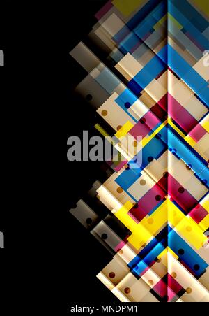 Colorful triangles and arrows on dark background. Colorful triangles and arrows on dark background. Vector illustration Stock Vector