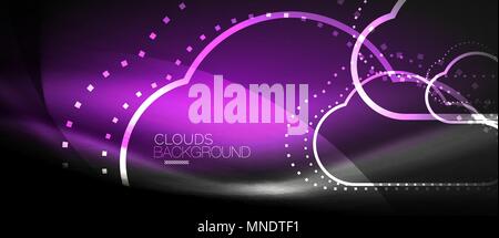 Vector cloud computing, storage concept. Vector cloud computing, storage concept, neon digital background Stock Vector