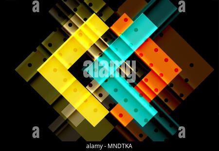 Colorful triangles and arrows on dark background. Colorful triangles and arrows on dark background. Vector illustration Stock Vector