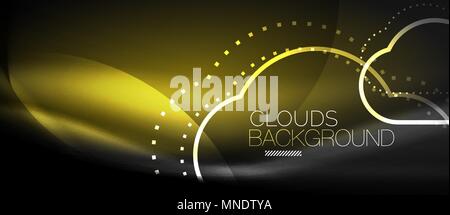 Vector cloud computing, storage concept. Vector cloud computing, storage concept, neon digital background Stock Vector