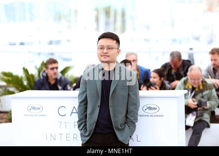 Cannes, France. 16th May, 2018. Director Bi Gan attends the photocall for 'Long Day's Journey Into Night' during the 71st Cannes International Film Festival in Cannes, France, on May 16, 2018. Credit: Luo Huanhuan/Xinhua/Alamy Live News Stock Photo