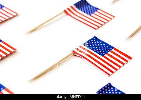 USA flags pattern on white background Stock Photo