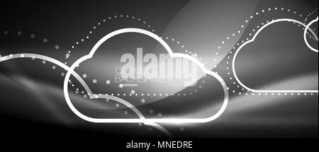 Vector cloud computing, storage concept. Vector cloud computing, storage concept, neon digital background Stock Vector
