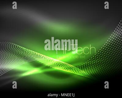 Neon smoke waves. Neon smoke waves, vector flowing motion background Stock Vector