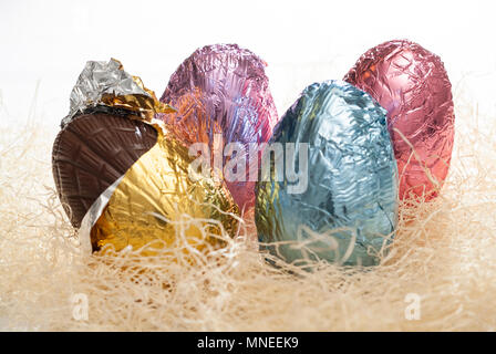 Chocolate Foil Wrapped Eggs Stock Photo