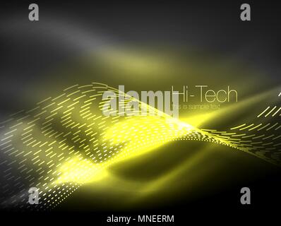 Neon smoke waves. Neon smoke waves, vector flowing motion background Stock Vector