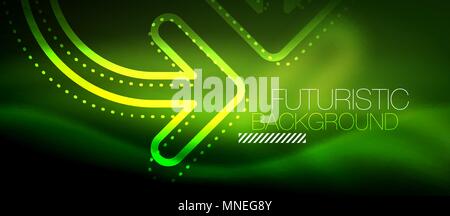 Techno neon glowing arrow background. Techno neon glowing arrow background. Vector modern hi-tech tehnology abstract template Stock Vector