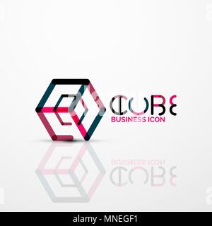 Cube idea concept logo, line. Cube idea concept logo, line design geometric brand company logotype emblem, abstract business identity shape Stock Vector
