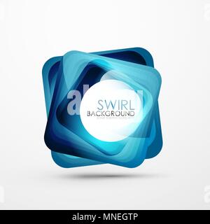 Square swirl abstract banner. Square blue swirl abstract banner. Vector minimalistic geometric abstract background Stock Vector