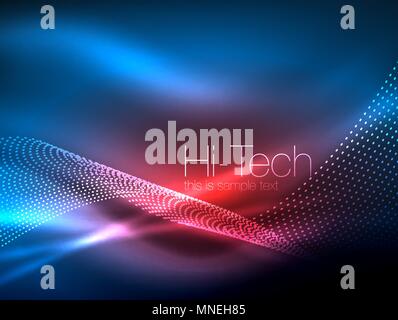 Neon smoke waves. Neon smoke waves, vector flowing motion background Stock Vector