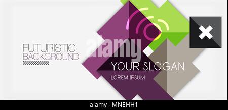 Square shapes banner design, geometric abstract background. Square shapes banner design, geometric abstract background. Vector business slogan, infographics or presentation template Stock Vector