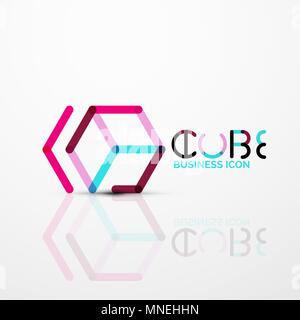 Cube idea concept logo, line. Cube idea concept logo, line design geometric brand company logotype emblem, abstract business identity shape Stock Vector