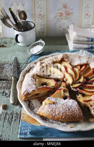 Crostata with ricotta, apple and chocolate chips Stock Photo