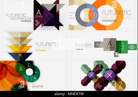 Set of minimalistic geometric banners with triangles and circles and other shapes. Web design or business slogan presentation templates. Set of minimalistic geometric banners with triangles and circles and other shapes. Web design or business slogan presentation templates. Vector illustration Stock Vector