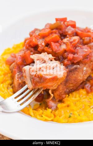 Osso Buco with Risotto alla Milanese (Italy) Stock Photo