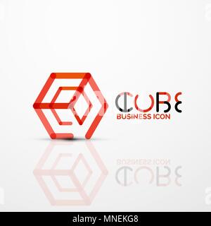 Cube idea concept logo, line. Cube idea concept logo, line design geometric brand company logotype emblem, abstract business identity shape Stock Vector