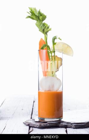 A celery, carrot, turnip and ginger smoothie Stock Photo