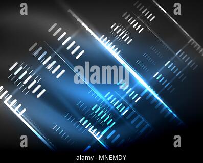 Futuristic neon lights on dark background, digital abstract techno backgrounds. Futuristic neon lights on dark background, digital abstract techno backgrounds. Glowing shiny lines template with sparkle effects Stock Vector