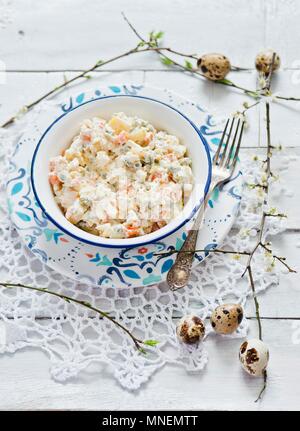 Traditional vegetable salad with mayonnaise for Easter (Poland) Stock Photo
