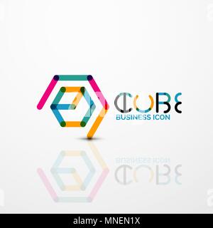 Cube idea concept logo, line. Cube idea concept logo, line design geometric brand company logotype emblem, abstract business identity shape Stock Vector