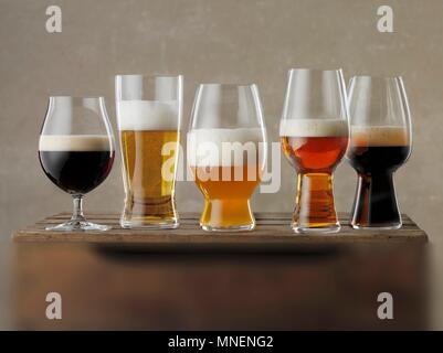 Various glasses of beer Stock Photo