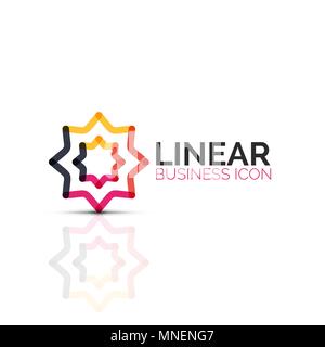 Abstract flower or star, linear thin line icon. Minimalistic business geometric shape symbol created with line segments. Abstract flower or star, linear thin line icon. Minimalistic business geometric shape symbol created with line segments. Vector illustration Stock Vector