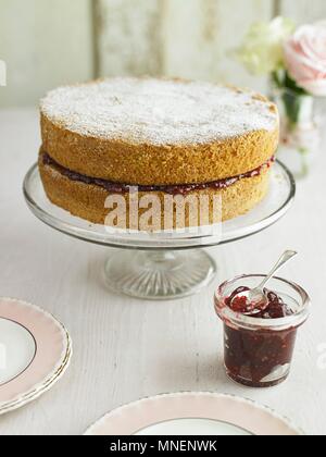 Victoria sponge cake with jam filling Stock Photo
