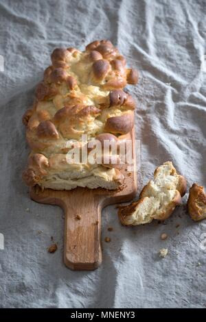 Sweet vegan braided yeast bread Stock Photo