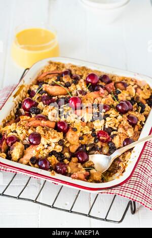 Fruit bake with almonds Stock Photo