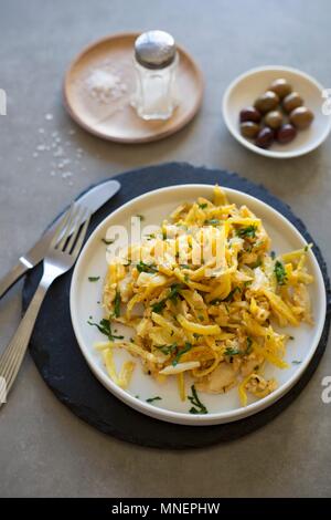Bacalhau a bras (scrambled eggs with cod and potatoes, Portugal) Stock Photo