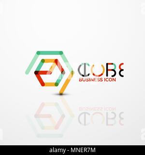 Cube idea concept logo, line. Cube idea concept logo, line design geometric brand company logotype emblem, abstract business identity shape Stock Vector