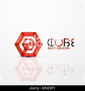 Cube idea concept logo, line. Cube idea concept logo, line design geometric brand company logotype emblem, abstract business identity shape Stock Vector
