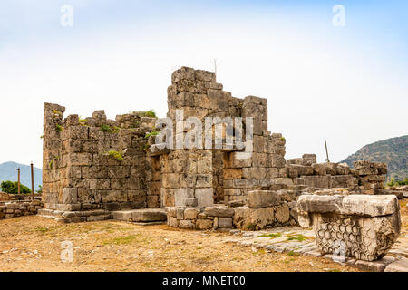 Ruins of basilica at the archaeological site of Kaunos in Turkey, Mugla Province. Stock Photo