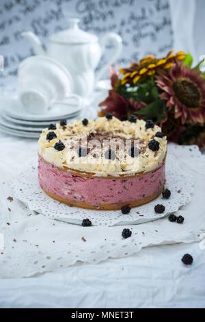 Vegan blackberry buttercream cake Stock Photo