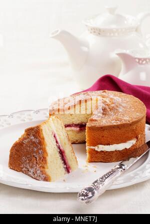 Victoria sponge, a piece cut Stock Photo