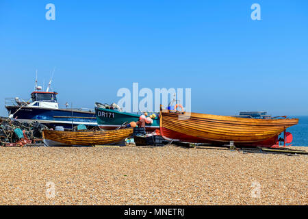 fishing boats drawn up on the beach, Deal Kent Stock Photo