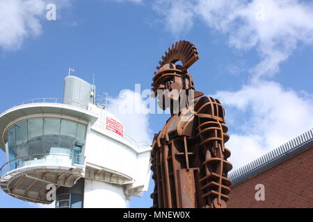 A statue of the Roman centurion Sentius Tectonicus at Segedunum fort in ...