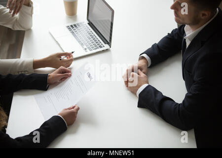 Male applicant having job interview Stock Photo