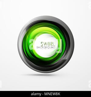Abstract swirl banner, circle vector abstract background with copy space. Abstract green swirl banner, circle vector abstract background with copy space. Vector modern techno illustration Stock Vector