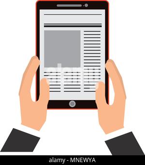 hand holding tablet computer digital Stock Vector