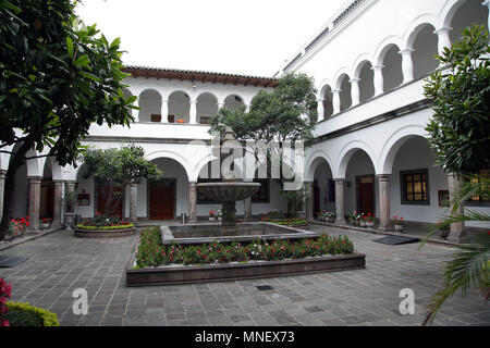 Garden and Interior at The Carondelet Presidential Palace at Plaza Grande in Quito Ecuador Stock Photo