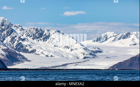 Bear Glacier and the Kenai Mountains near Seward in Southcentral Alaska. Stock Photo