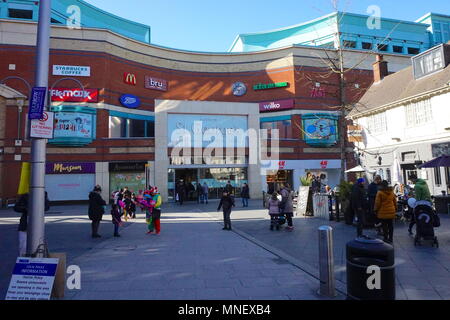 St. Ann's shopping centre with St. George's shopping centre in the background on St. Ann's Road in Harrow, London, England, England Stock Photo