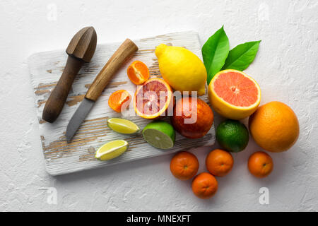 Mix of different citrus fruits closeup Stock Photo