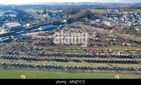 Aerial View of Amish Mud Sale in Pennsylvania, USA as Seen by a Drone Stock Photo