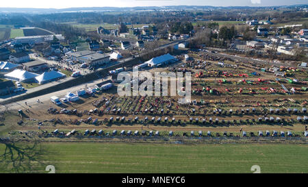 Aerial View of Amish Mud Sale in Pennsylvania, USA as Seen by a Drone Stock Photo