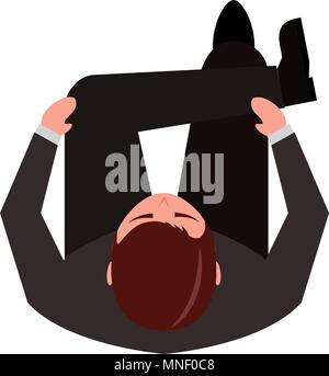 aerial view of man sitting with cross leg Stock Vector