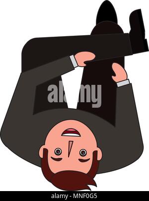 aerial view of man sitting with cross leg Stock Vector