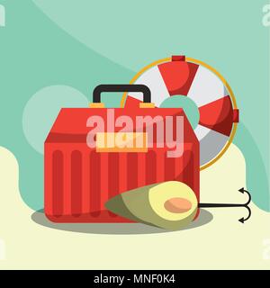 fishing equipment related Stock Vector